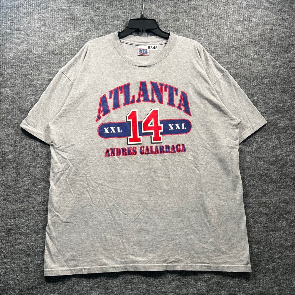 Vintage Sport Attack Atlanta Andres Galarraga 14 T-Shirt XXL Gray MLB Baseball